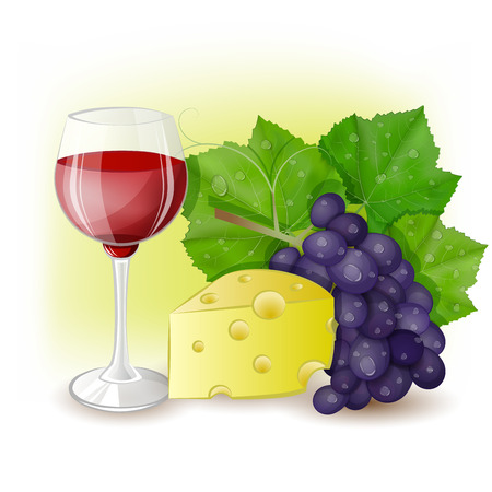 cheese with a glass of wineのイラスト素材