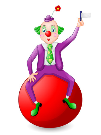Funny clown over ballのイラスト素材