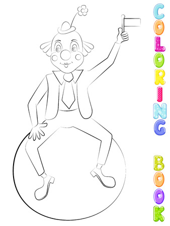 Funny clown over ballのイラスト素材