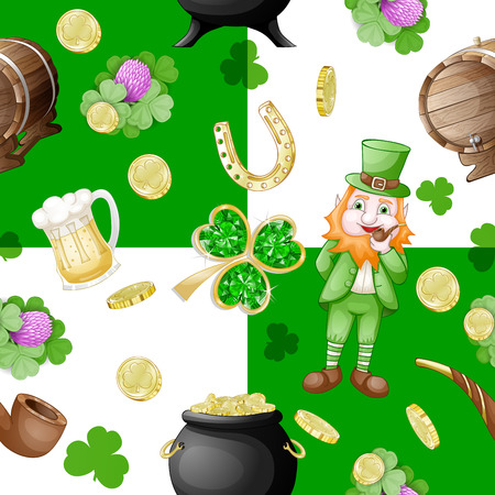 Pattern for saint patrick day with traditional irish itemsのイラスト素材