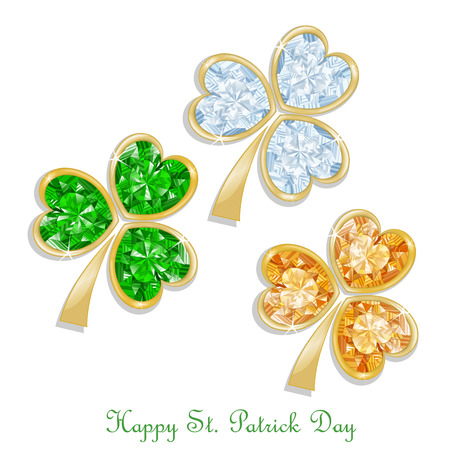 Three colored clover diamond for St. Patrick\\のイラスト素材
