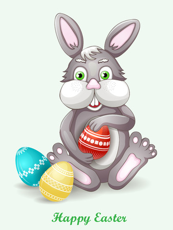 Easter rabbit with red eggのイラスト素材