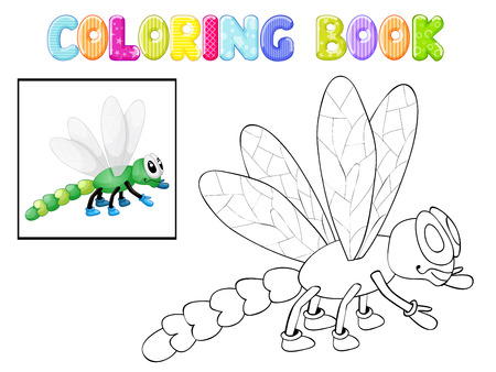 Coloring dragonflyのイラスト素材