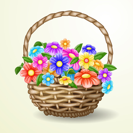 flowers in a basketのイラスト素材