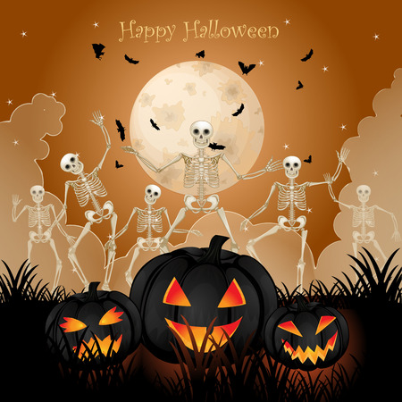 Halloween skeleton poster designのイラスト素材