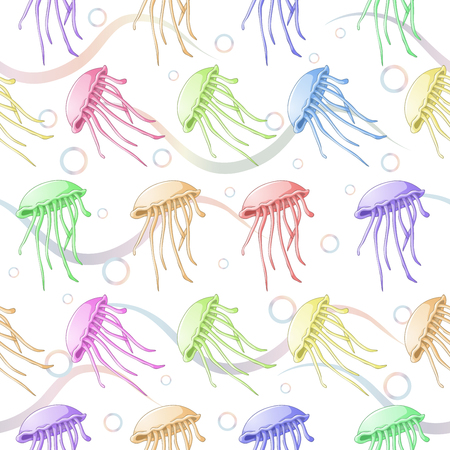Seamless jellyfish cute patternのイラスト素材