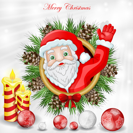 Santa Claus card with ornamentsのイラスト素材
