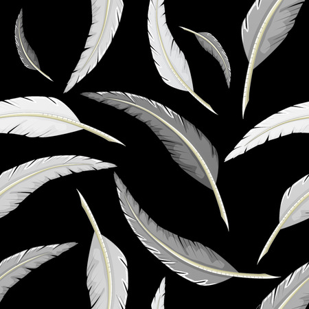 White and black quill patternのイラスト素材