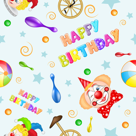 Pattern with funny clowns and toysの写真素材