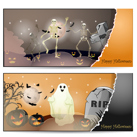Halloween card with spooky thingsのイラスト素材