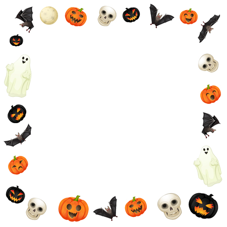 Halloween elements frame on whiteのイラスト素材