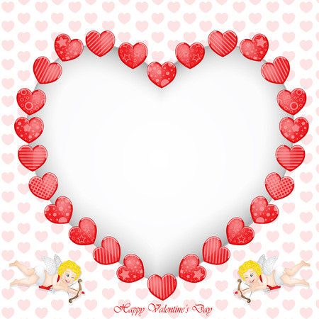 Valentine's day background with funny heartsのイラスト素材