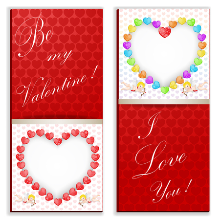 Funny hearts in red color card.のイラスト素材