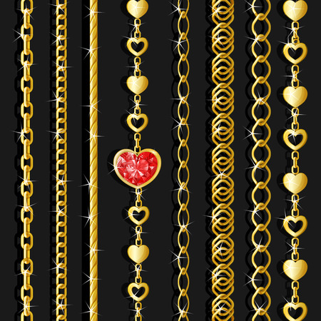 Set of golden chains.のイラスト素材