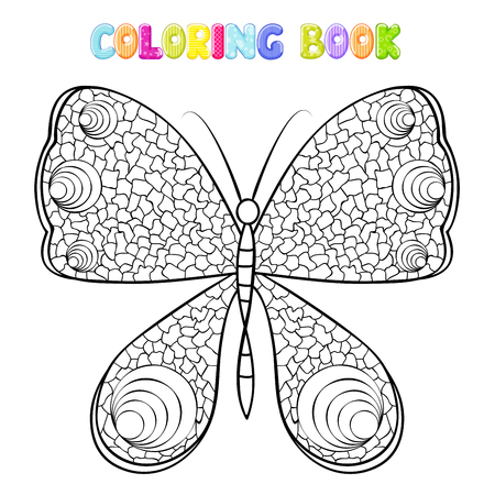 Coloring butterfly on whiteのイラスト素材