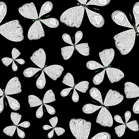 Seamless pattern with black and white butterfliesのイラスト素材