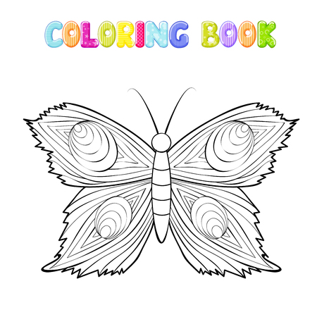 Coloring butterfly on whiteのイラスト素材
