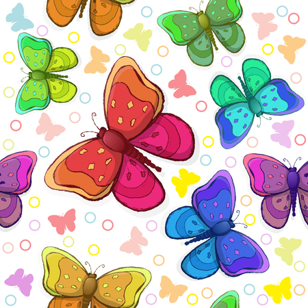 Seamless pattern with colorful butterflies Vector illustration.のイラスト素材