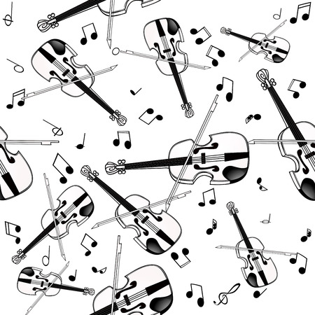 Seamless pattern with violin on white background.のイラスト素材