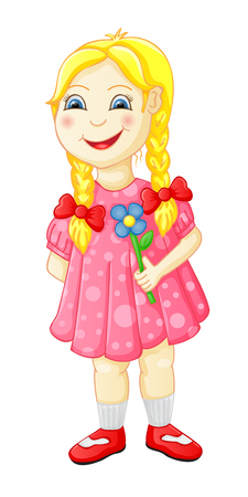 Happy little girl isolated on whiteのイラスト素材