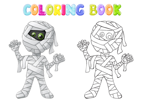 Coloring spooky mummy for Halloweenのイラスト素材