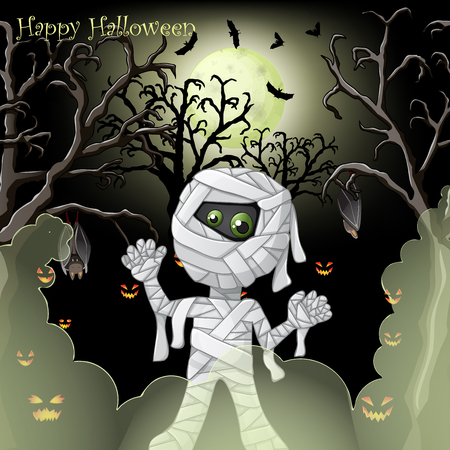Halloween card with spooky mummyのイラスト素材