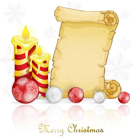 Christmas card with decoration and parchmentのイラスト素材