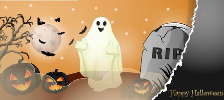 Halloween card with spooky thingsのイラスト素材