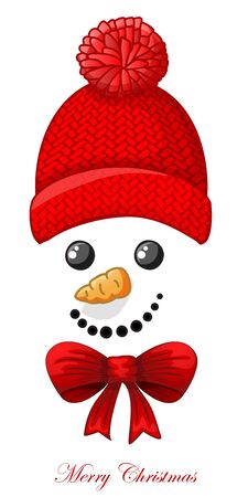 Christmas card with snowman face over white backgroundのイラスト素材