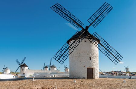 Set of windmills in Campo de Criptana, Ciudad Real, Spainの写真素材