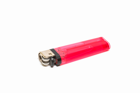 red lighter isolated on the white backgroundの写真素材
