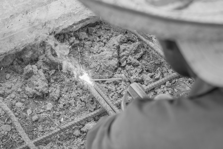 Welding steel structure , black and whiteの写真素材