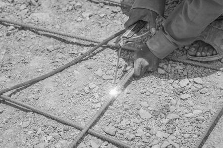 Welding steel structure , black and whiteの写真素材