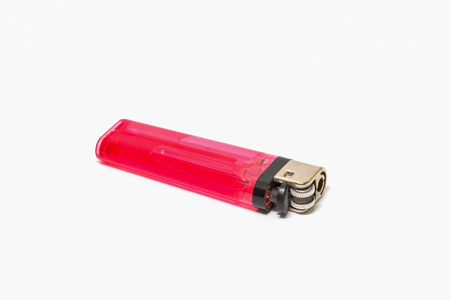 red lighter isolated on the white backgroundの写真素材