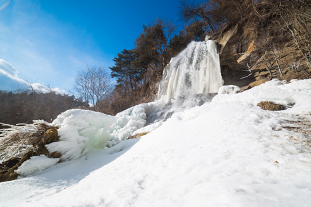 Beautiful ice fall in Nagano, Japanの写真素材