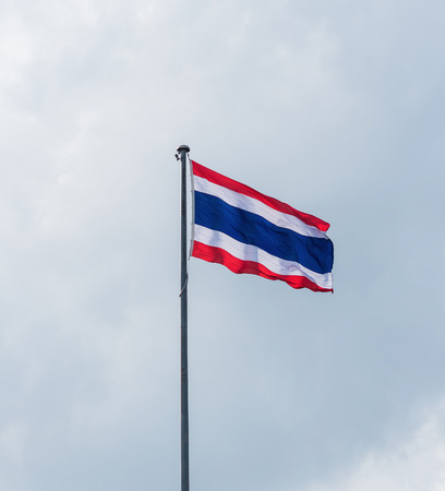 thailand flag with nice sky on flagstaffの写真素材