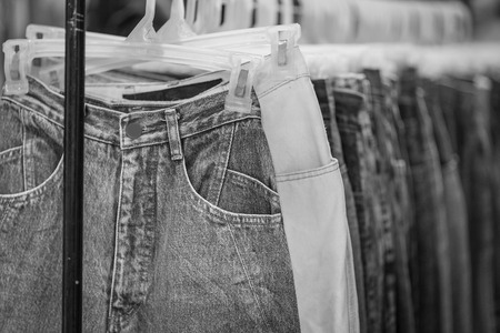 blue jeans shop , black and whiteの写真素材