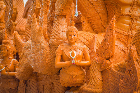 NAKHON RATCHASIMA, THAILAND - JULY 31 : Thai candle festival of buddha on July 31, 2015 in Nakhon Ratchasima city, thailand.のeditorial素材