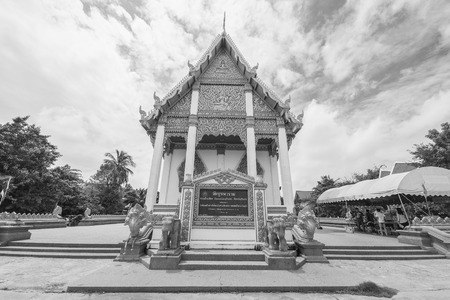 beautiful ancient thai temple in rurin thailand , black and whiteの写真素材