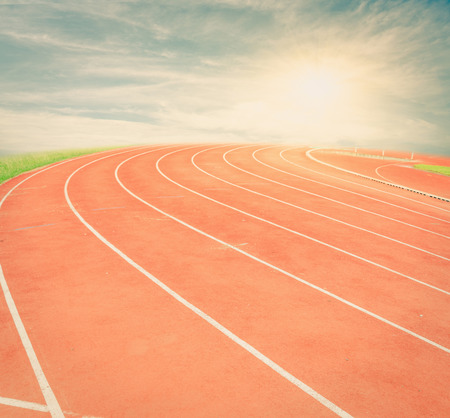 Running track  with the blue sky ,vintageの写真素材