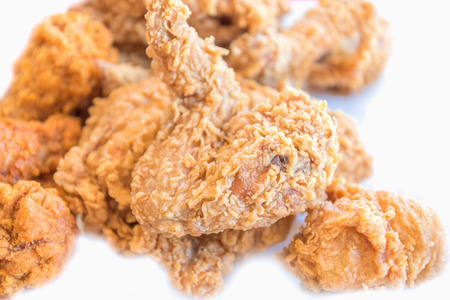 fried chicken on a plateの写真素材