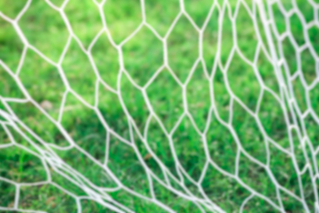 White nylon nets on green grass blurの写真素材