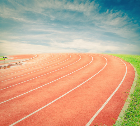 Running track in stadium ,vintageの写真素材