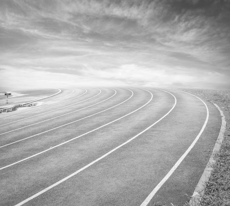 Running track in stadium , black and whiteの写真素材