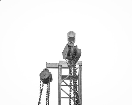 iron pulley on white background , black and whiteの写真素材