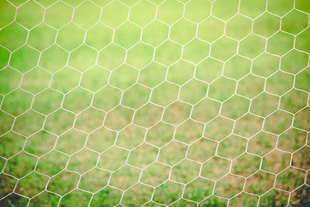 White nylon nets on green grass , vintageの写真素材