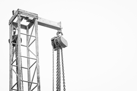 iron pulley on white background , black and white