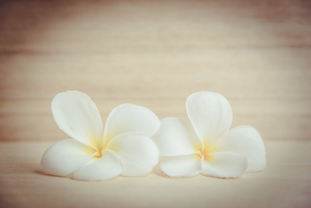 frangipani flower on a wooden background , vintageの写真素材
