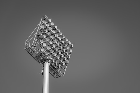 Stadium light against blue sky , black and white.の写真素材