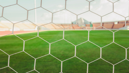 soccer net  at soccer stadiumの写真素材